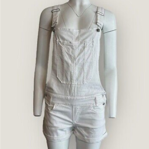 Women's White Denim Overalls sz 40